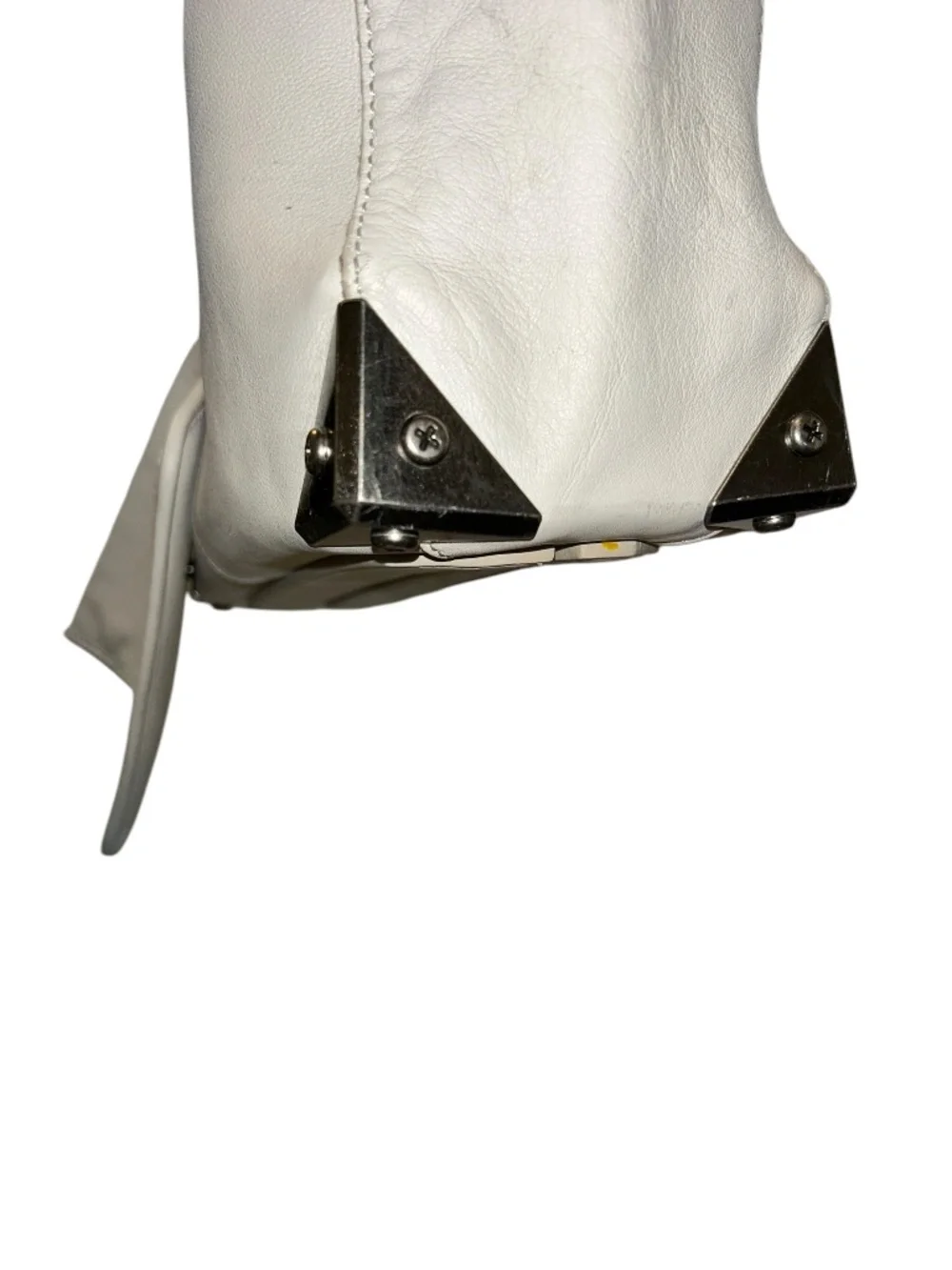 Alexander Wang white leather silver metal corner pieces tote bag 12x13